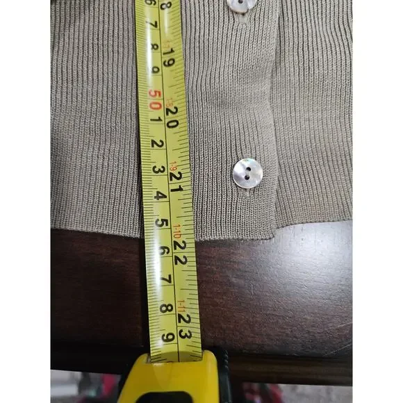 Ann Taylor 100% Silk Striped Beige Tan White Cardigan Sweater Women's Size S - Picture 6 of 7